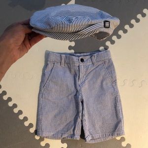 Janie & Jack Seersucker Shorts & Hat